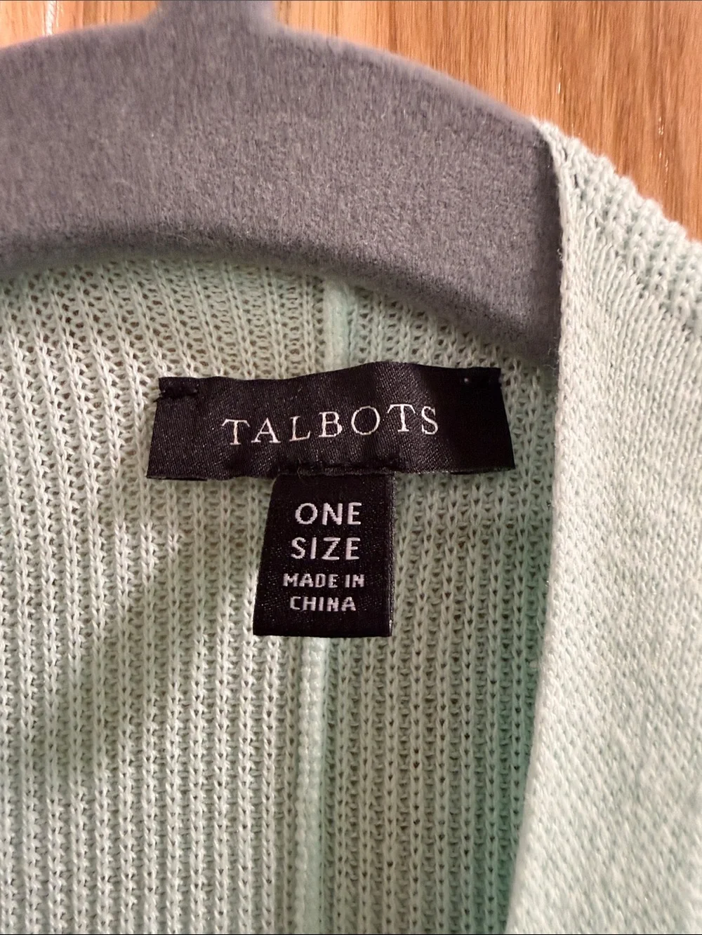 Talbots OS Hombre Coastal Grandma Mint Turquoise Open-Front Knit Layering Wrap